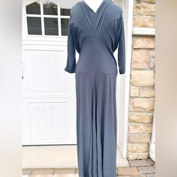 LONG SILVER MAXI COWL NECK LONG SLEEVES MERMAID STYLE DRESS XL - Picture 5 of 8